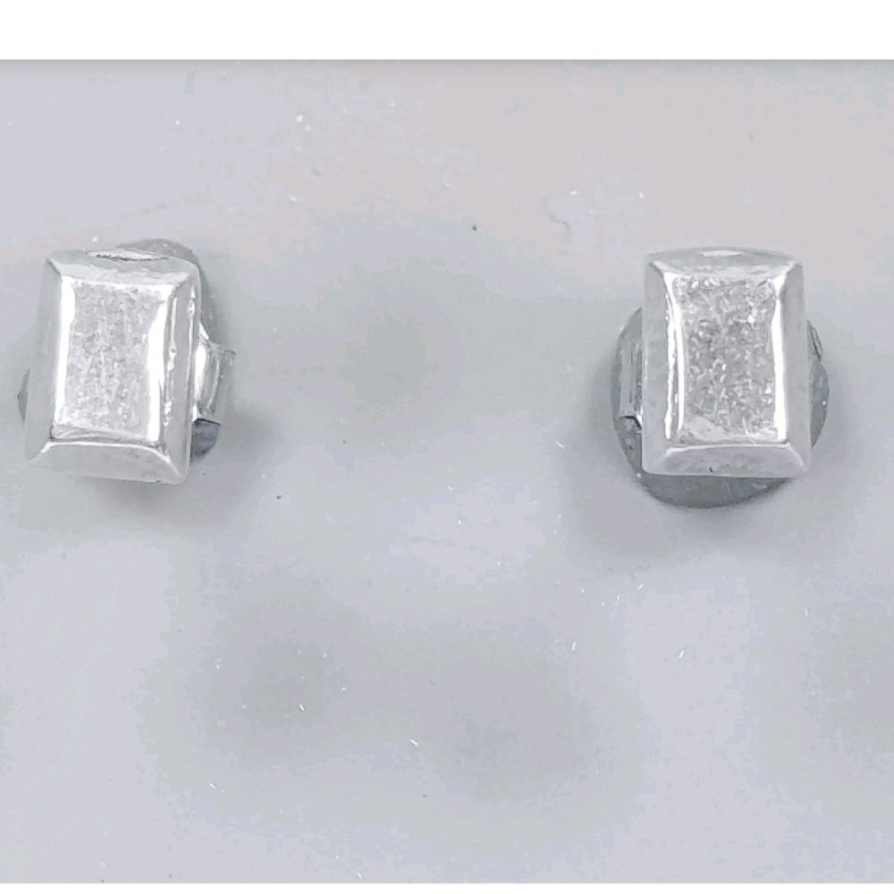 .925 Small Silver Rectangle Stud Earrings - image 7